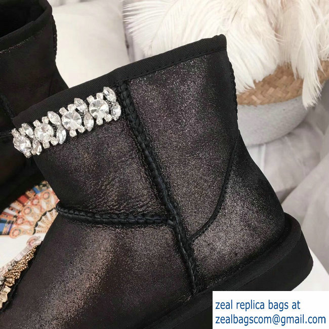 Dolce  &  Gabbana Heel 3cm Ankle Boots Black Crystals 03 2018